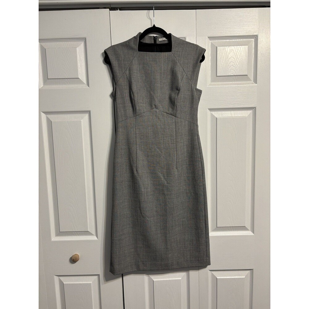 M.M. Lafleur high neck structured a-line work dress women’s 4 gray virgin wool